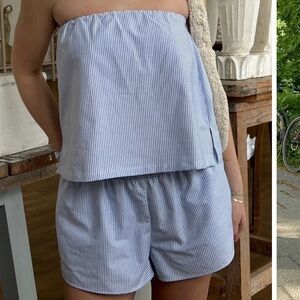 NWT Djerf Ave BREEZY TUBE TOP BLUE STRIPE